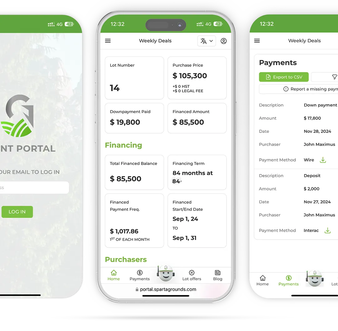 Devices with screenshots of Sparta Grounds client portal