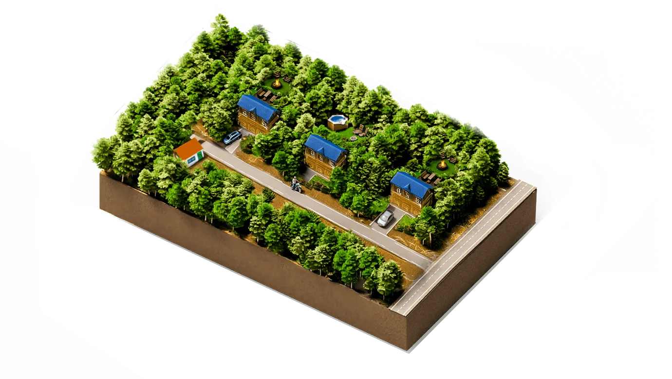 3D rendering of Airbnb/Villas